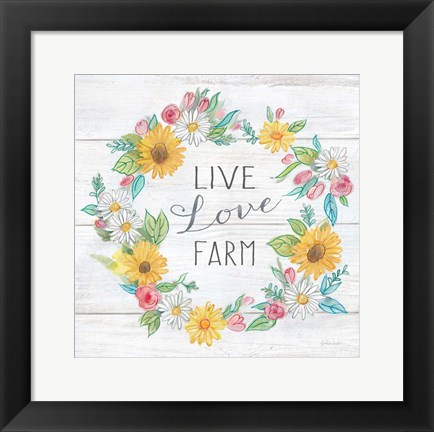 Framed Farmhouse Stamp Wreath Print