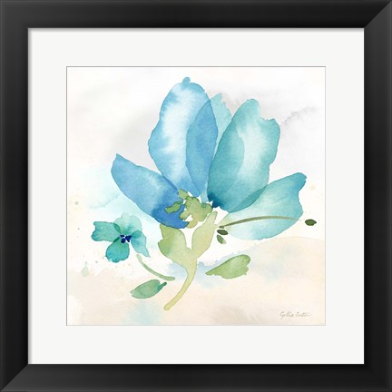 Framed Poppy Single Blue Print