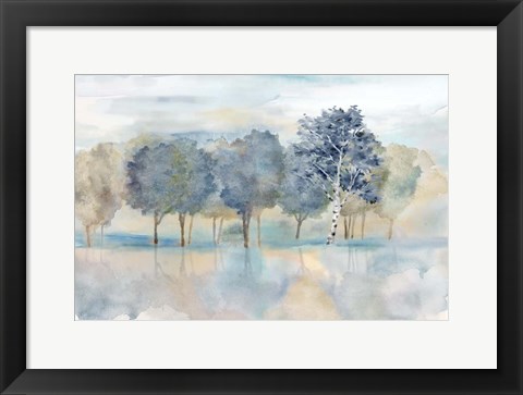 Framed Treeline Reflection Landscape Print