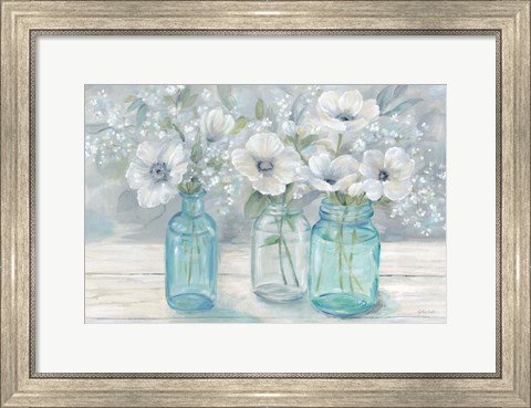 Framed Vintage Jar Bouquet Landscape Print