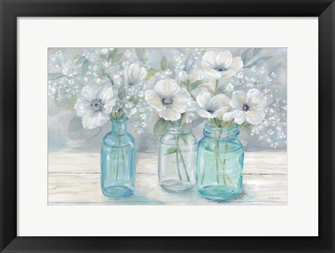 Framed Vintage Jar Bouquet Landscape Print