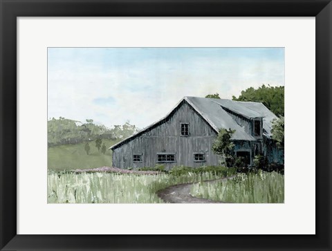 Framed Flower Field Barn Print