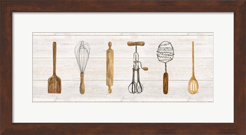 Framed Vintage Kitchen Utensils Panel Print