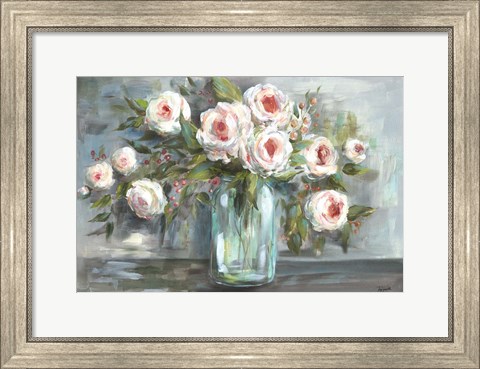 Framed Pink Blooms Still Life Landscape Print