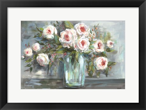 Framed Pink Blooms Still Life Landscape Print