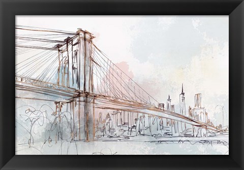 Framed Blushing Brooklyn Bridge Print