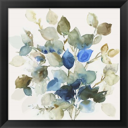 Framed Blue Leaves II Print