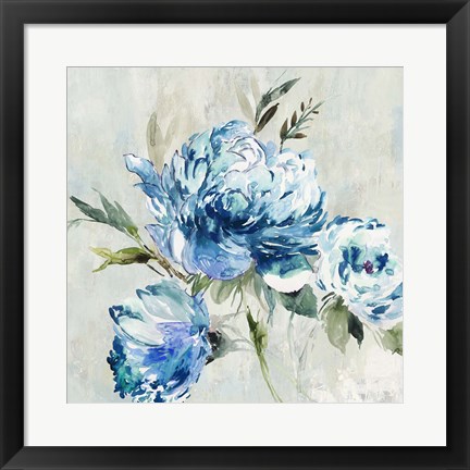 Framed Blue Peony I Print