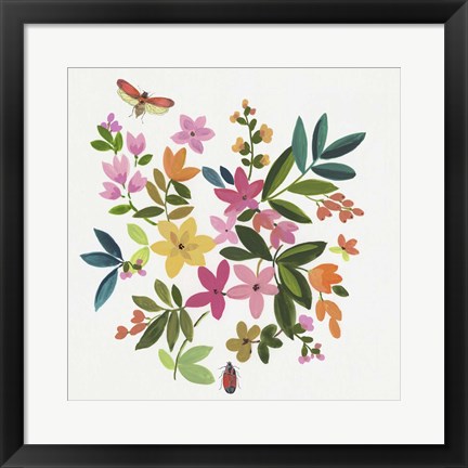 Framed Folky Flowers I Print