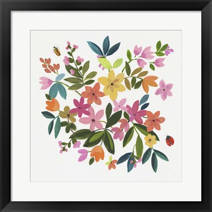 Framed Folky Flowers II Print