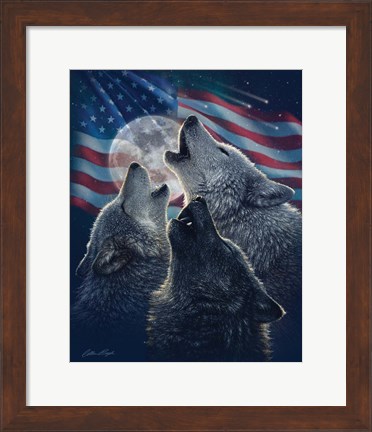 Framed Wolf Trinity Patriotic Print