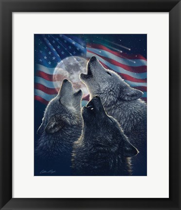 Framed Wolf Trinity Patriotic Print