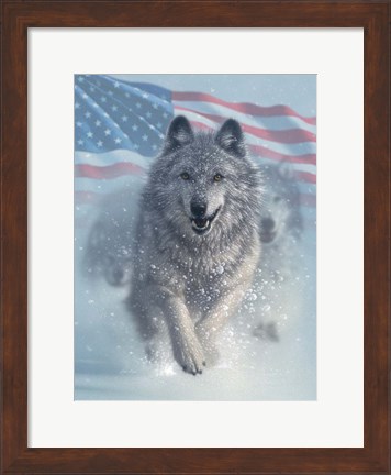 Framed Running Wolves America Print