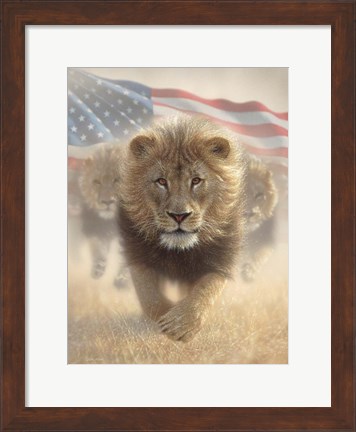 Framed Running Lions America Print