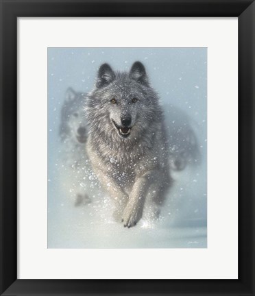 Framed Running Wolves - Snow Plow Print