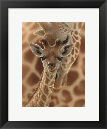 Framed Newborn Giraffe Print