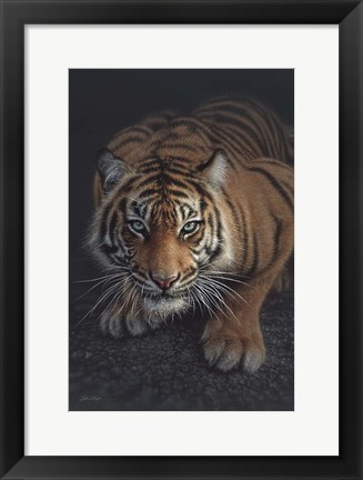 Framed Crouching Tiger - Vertical Print