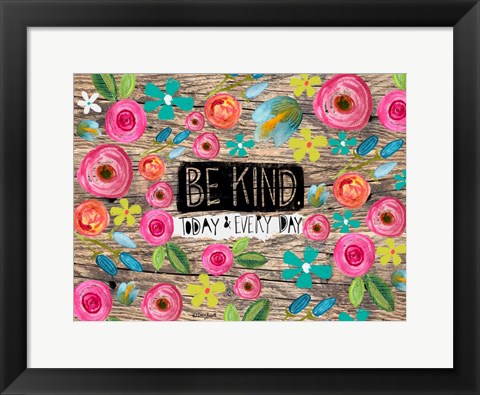 Framed Be Kind Wood Background Print