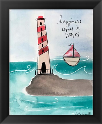 Framed Happiness Comes in Waves Print