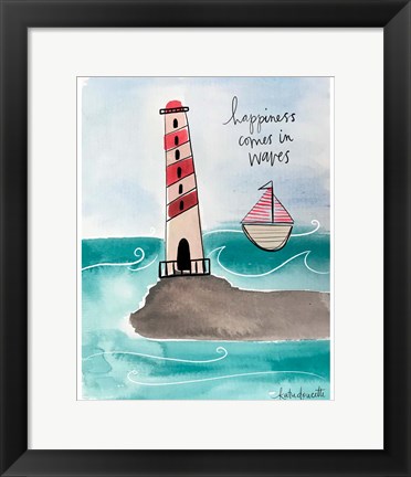 Framed Happiness Comes in Waves Print