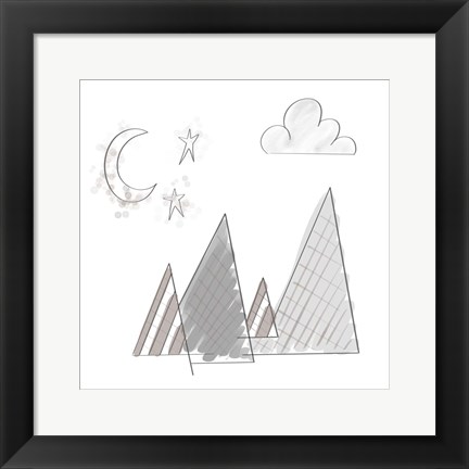 Framed Moon and Mountains Print