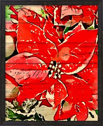 Framed Poinsettia Red Print