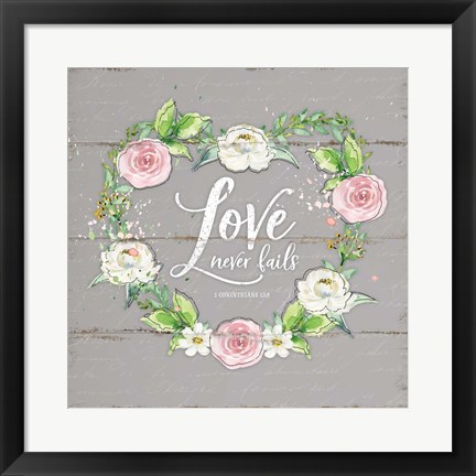 Framed Love Wreath - Gray Print