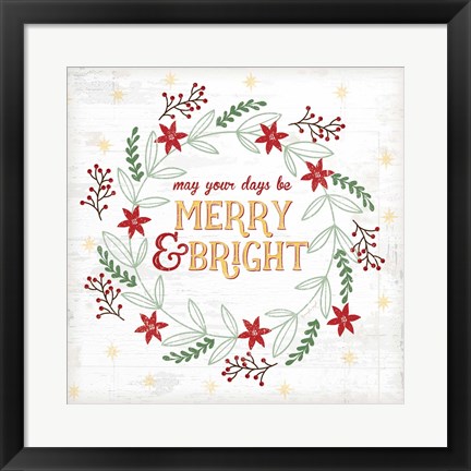 Framed Merry and Bright Print