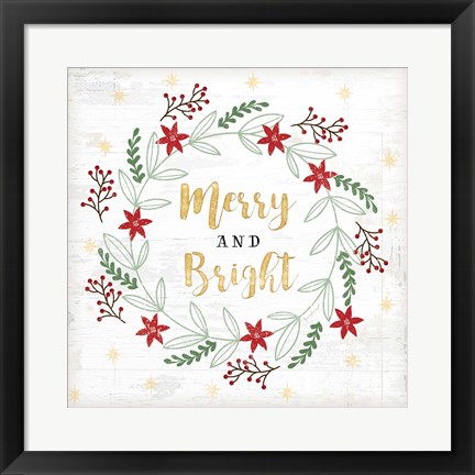 Framed Merry and Bright Print