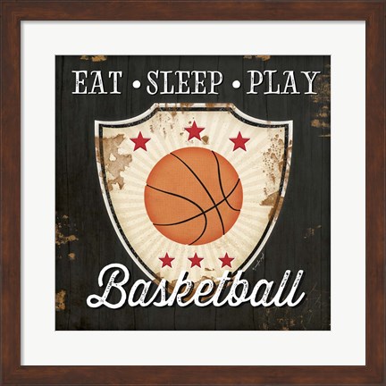 Framed Eat, Sleep, Play, Basketball Print