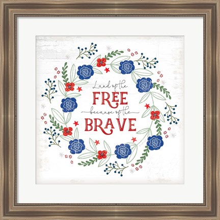 Framed Land of the Free - Floral Print