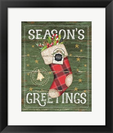 Framed Season&#39;s Greetings Stocking Print