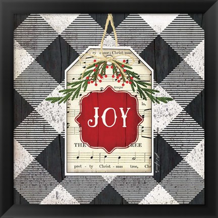 Framed Joy Christmas Plaid Print