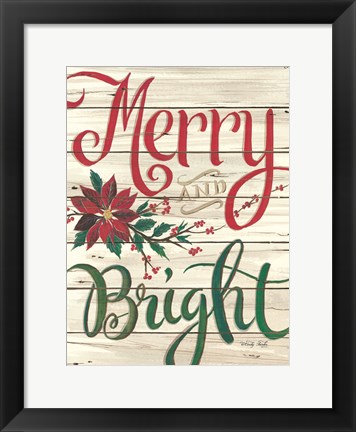 Framed Merry &amp; Bright Shiplap Print