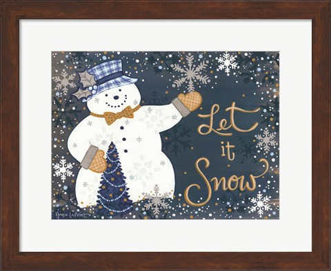 Framed Snowy Christmas Snowman Print