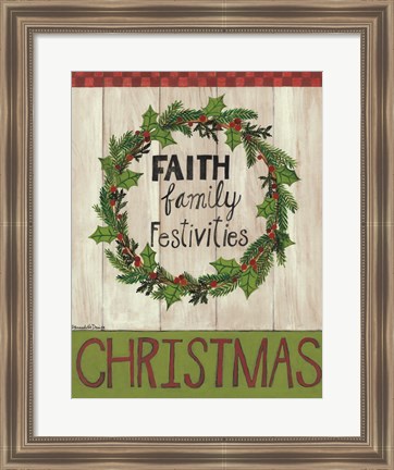 Framed Faith Family Festivities Wreath Print