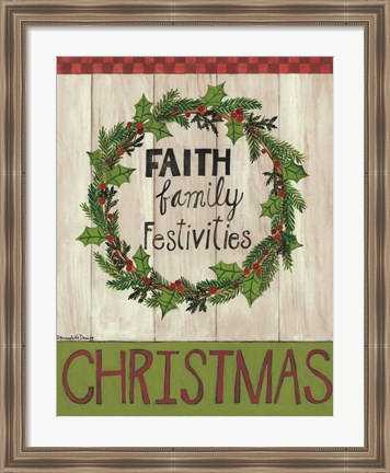 Framed Faith Family Festivities Wreath Print