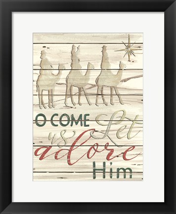 Framed Come Let Us Adore Him Shiplap Print