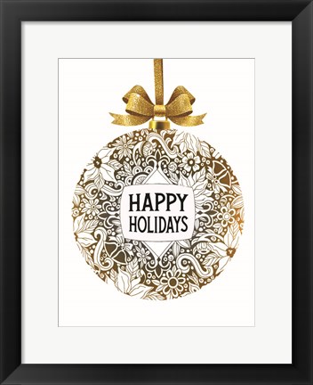 Framed Happy Holidays Ornament Print