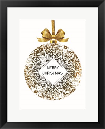 Framed Merry Christmas Ornament Print