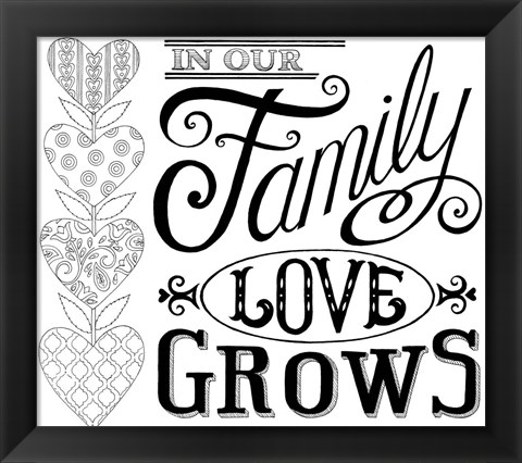 Framed In Our Family Love Grows Print