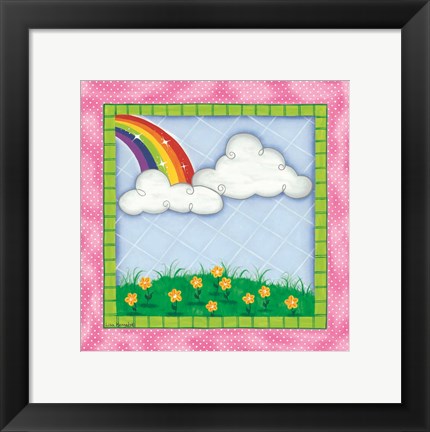 Framed Rainbow &amp; Clouds Print