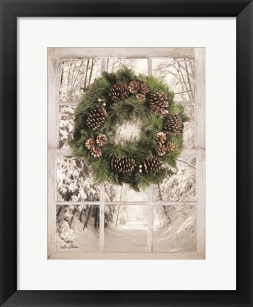 Framed Pine Tree Window View Print