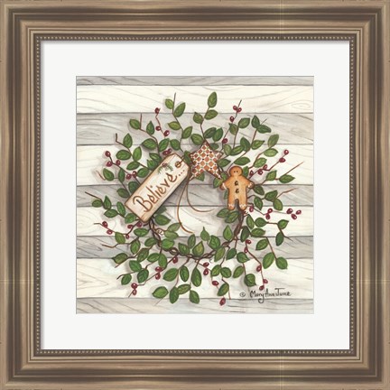 Framed Believe Wreath Print