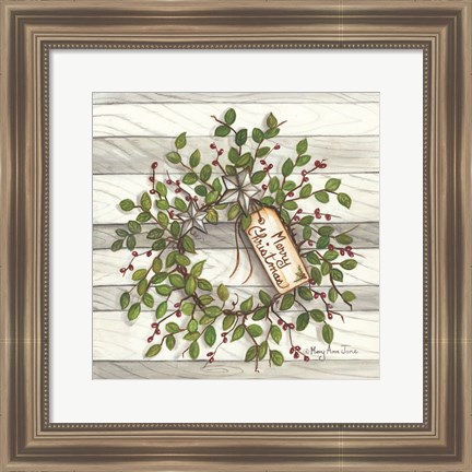 Framed Merry Christmas Wreath Print