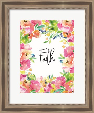 Framed Faith Watercolor Flowers Print