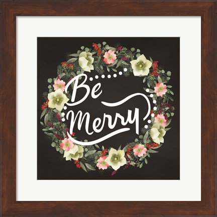 Framed Be Merry Wreath Print