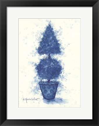 Framed Blue Cone Topiary Print