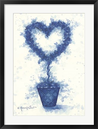 Framed Blue Heart Topiary Print