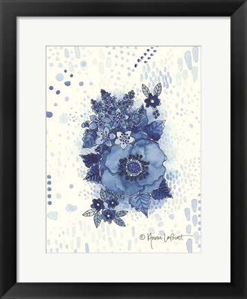 Framed Crazy Blue Flowers Print